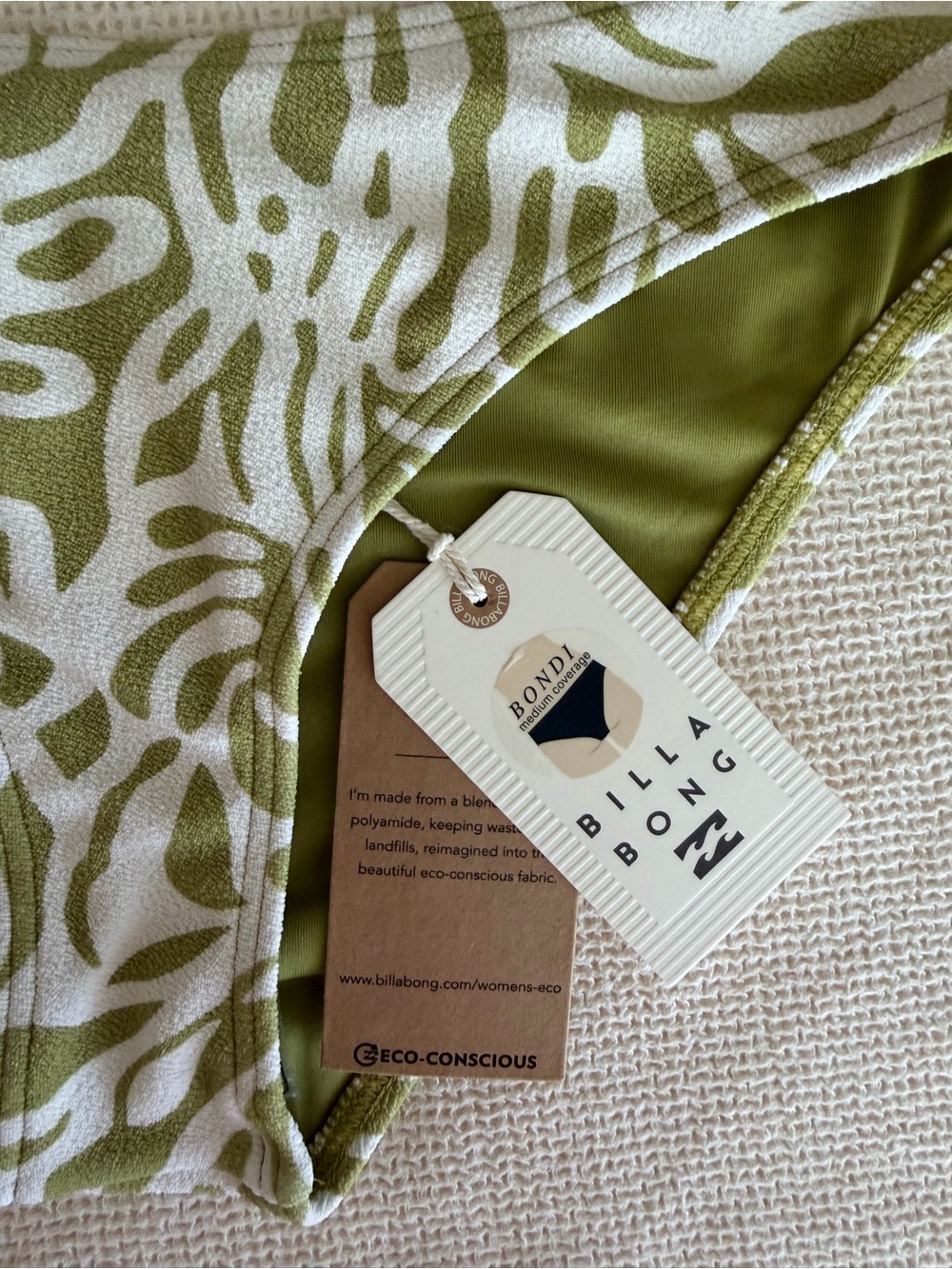 Billabong NWT Olive & White Printed Bikini Bottoms - Picture 3 of 5